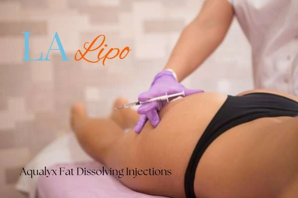Woman having fat dissolving injections Chesterfield on thighs