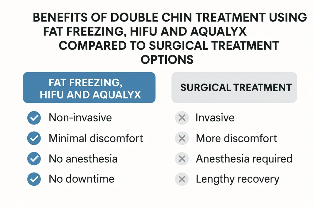 Graphic about the benefits of double chin treatment Chesterfield - from LA LIPO