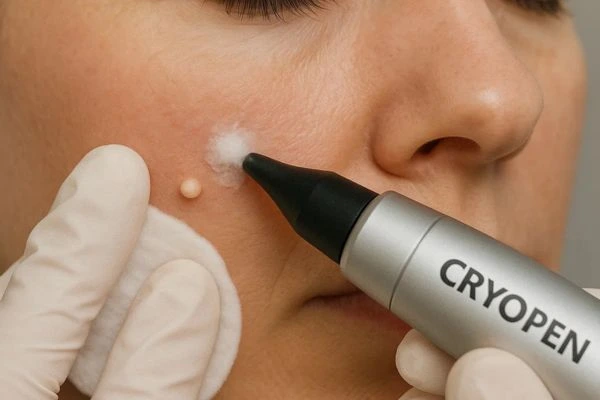 Woman receiving milia removal treatment Chesterfield